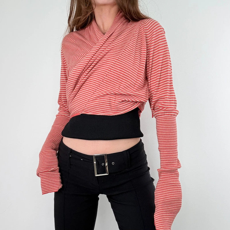 slouchy striped wrap cardigan