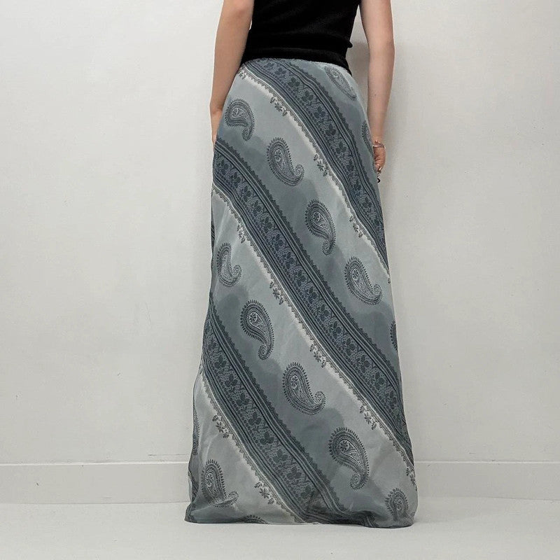 blue paisley maxi skirt