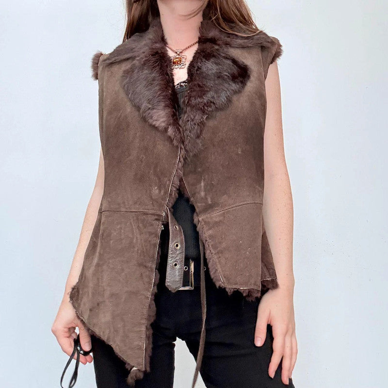 brown suede boho gilet