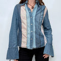 denim striped western floral shirt