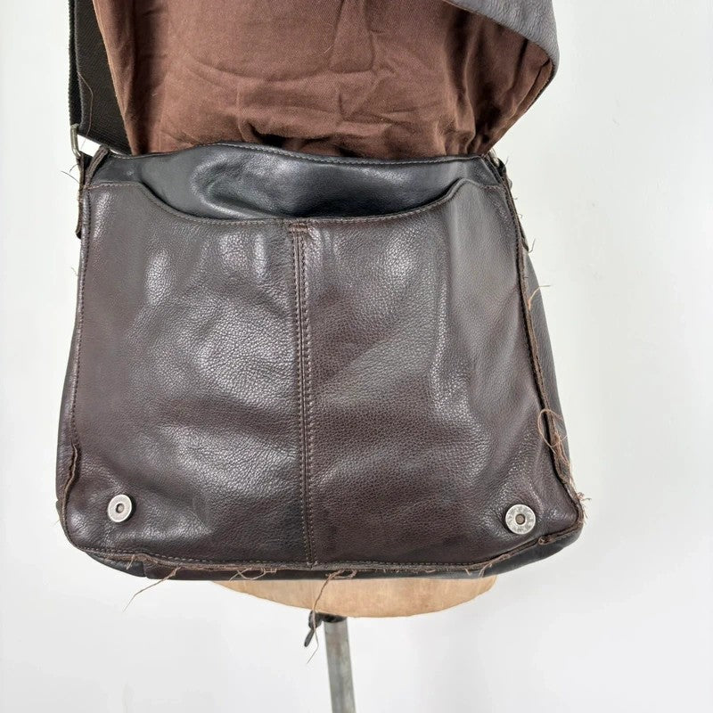 Brown leather satchel slouchy crossbody bag