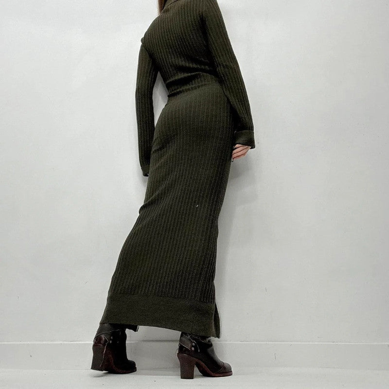 khaki knit JW Anderson rib dress