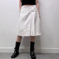 white linen pleated midi skirt