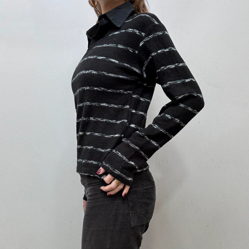 pinstripe knitted shirt jumper