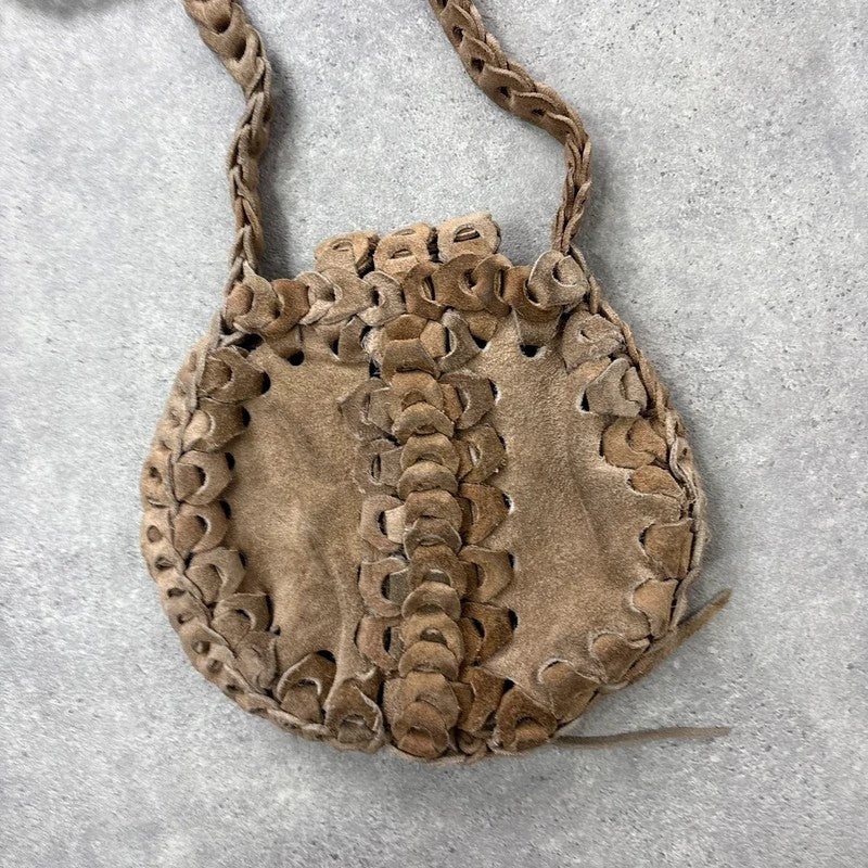 Boho suede circle woven crossbody bag