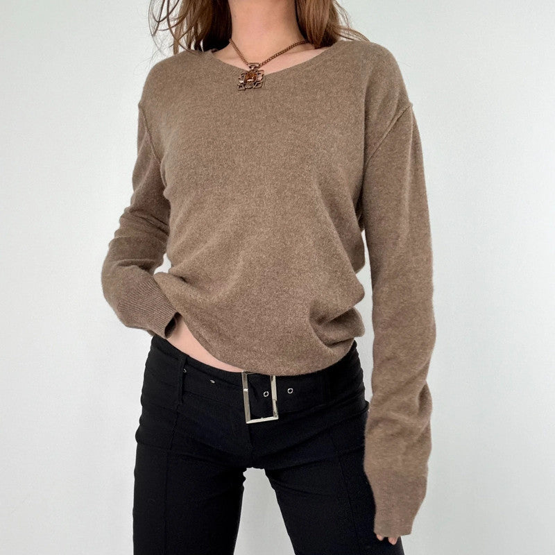 Brown cashmere slouchy jumper