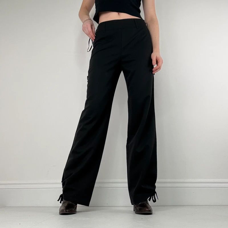 Cop Copine zip leg wide leg black trousers