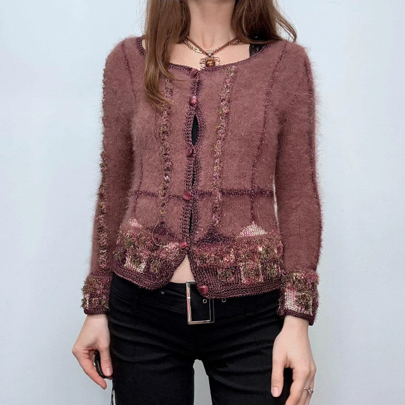 pink embroidered fairycore cardigan