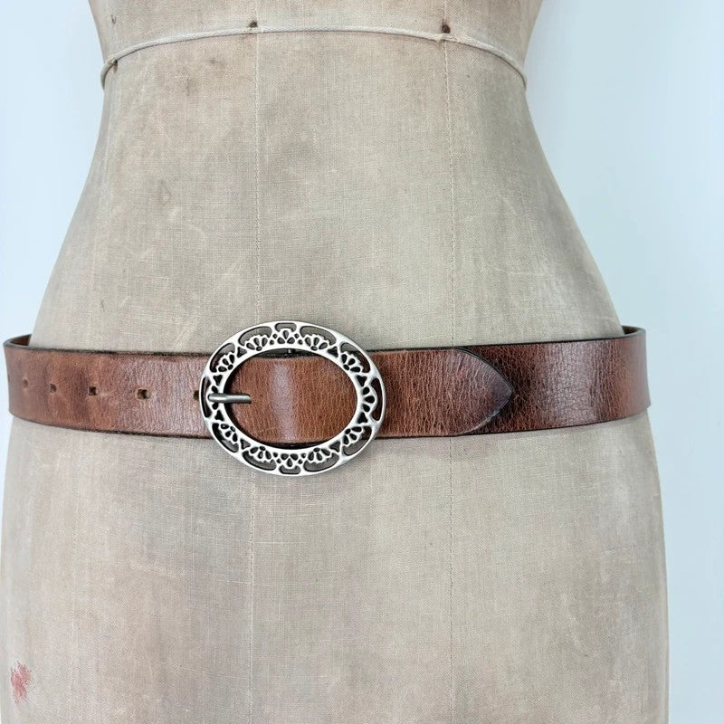 Tan leather western boho belt