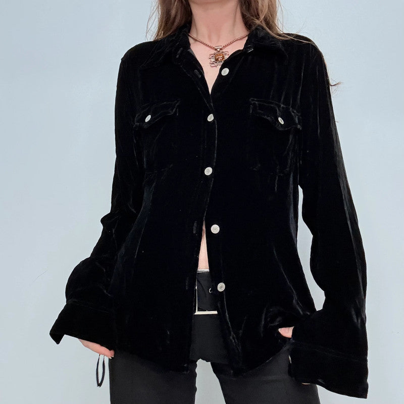 black velvet oversized shirt