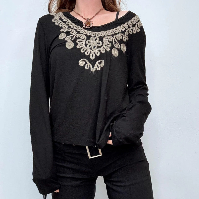 black mohair embroidered t-shirt