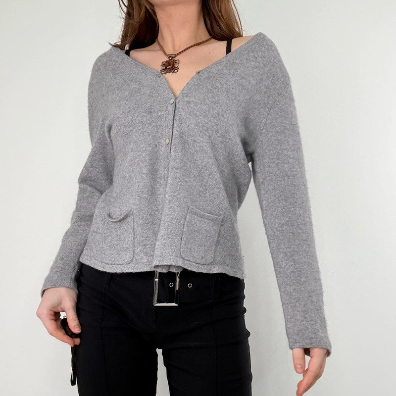 slouchy grey cashmere cardigan