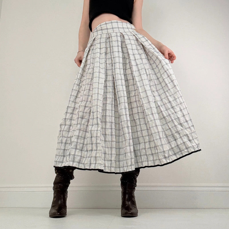tartan checked pleated maxi skirt