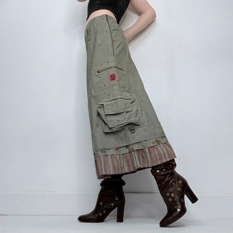 khaki Cop Copine floral maxi skirt