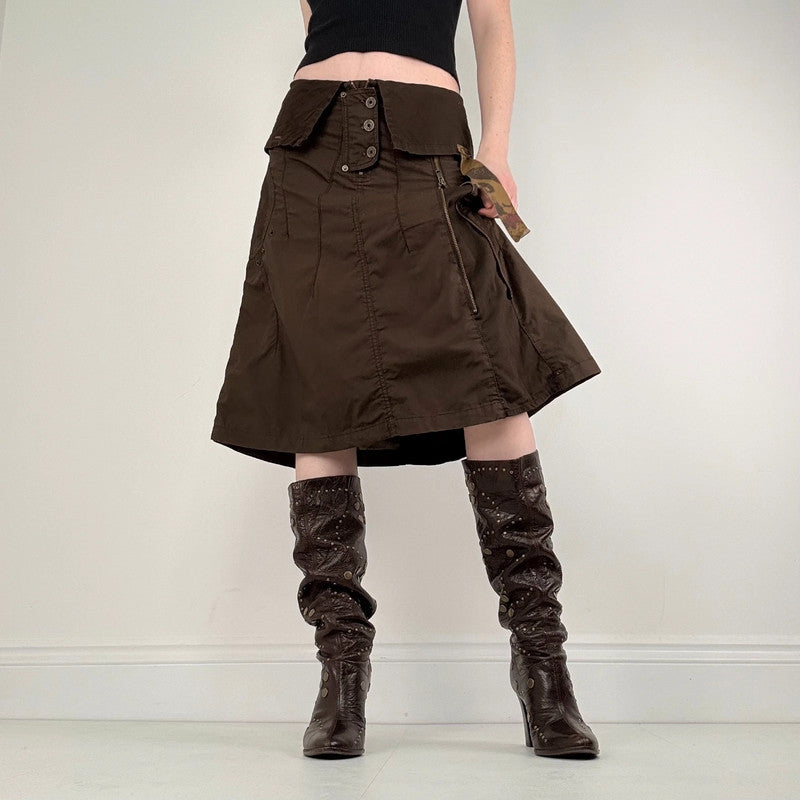 brown stuctured utility skirt