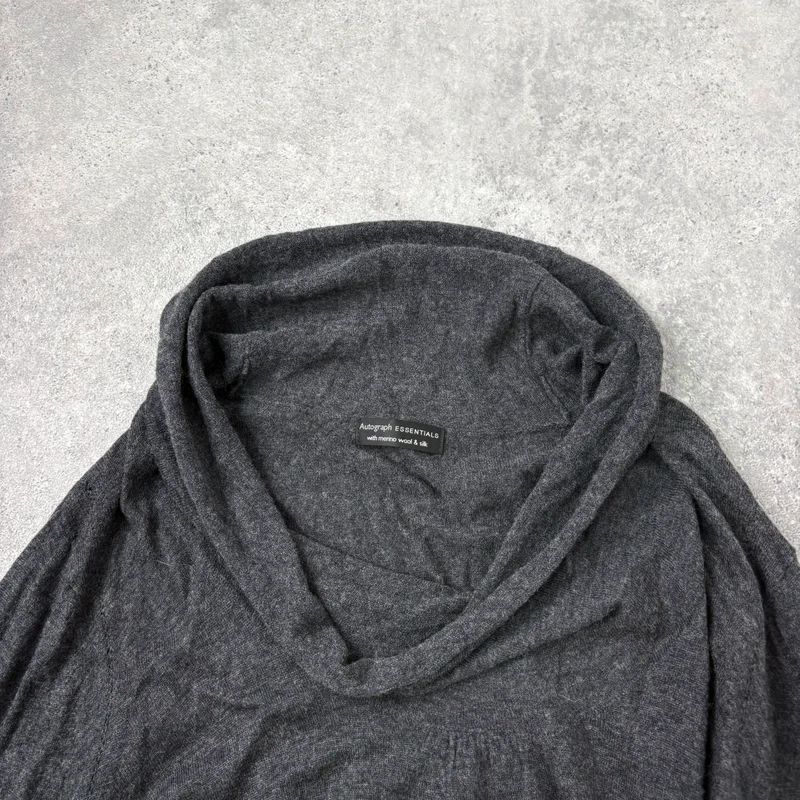 grey slouchy knit off-the-shoulder jumper, wool and silk blend
