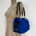 Suede electric blue leather mini eyelet handbag