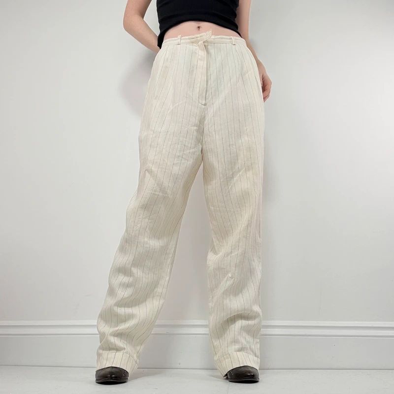 Laura Ashley vintage cream pinstripe trousers