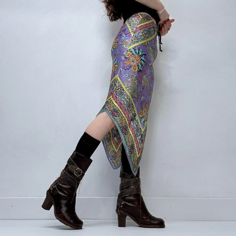 handkerchief paisley midi skirt