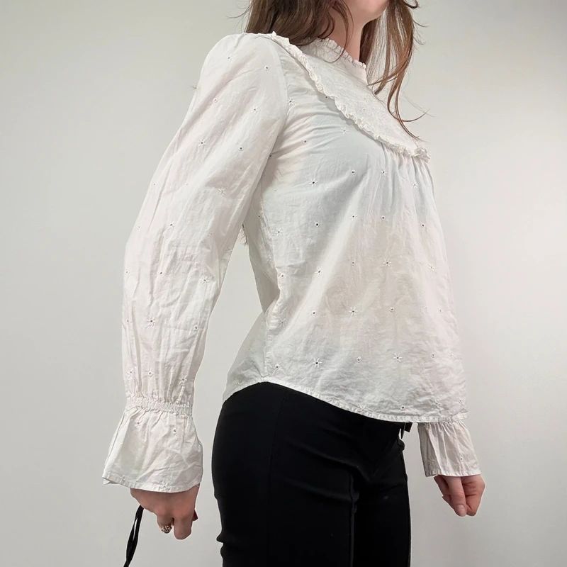 White Lace Cotton Edwardian style Shirt