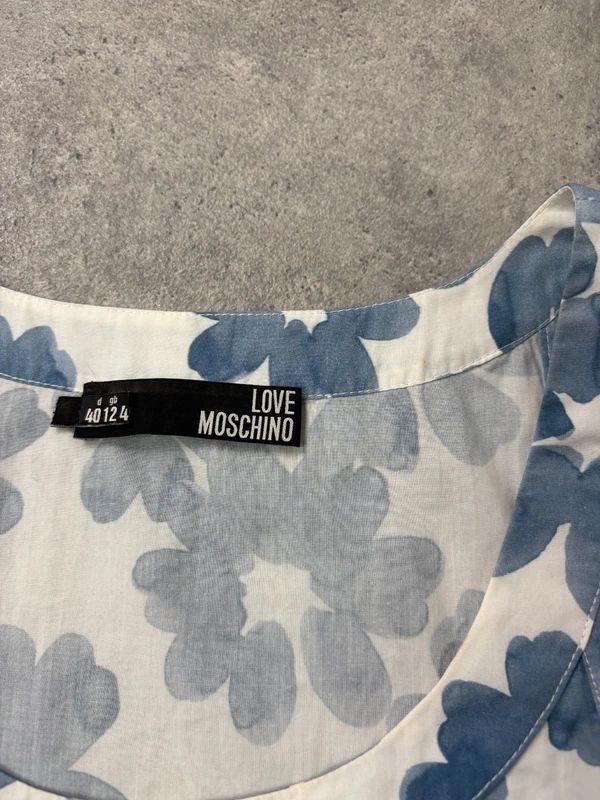 Love moschino blue cotton floral printed flared dress
