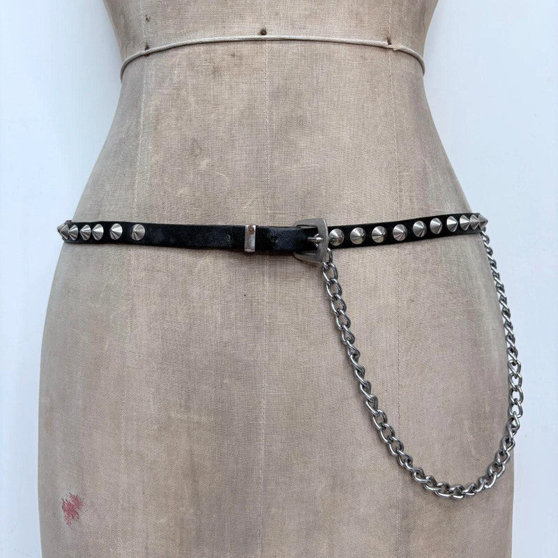 black studded punk chain belt