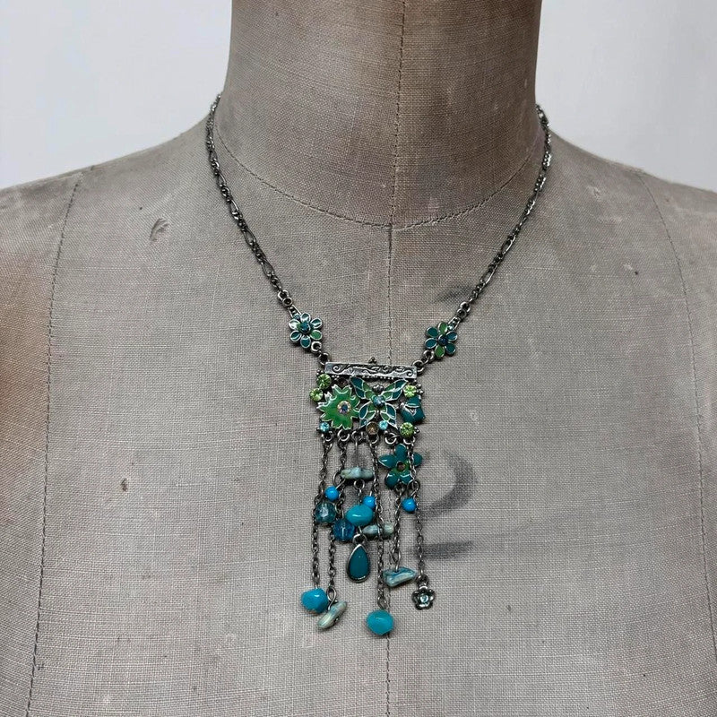 silver gemstone fairy summer necklace