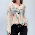 sheer crinkle silk flutter shirt