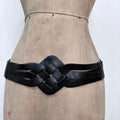 black leather woven boho belt