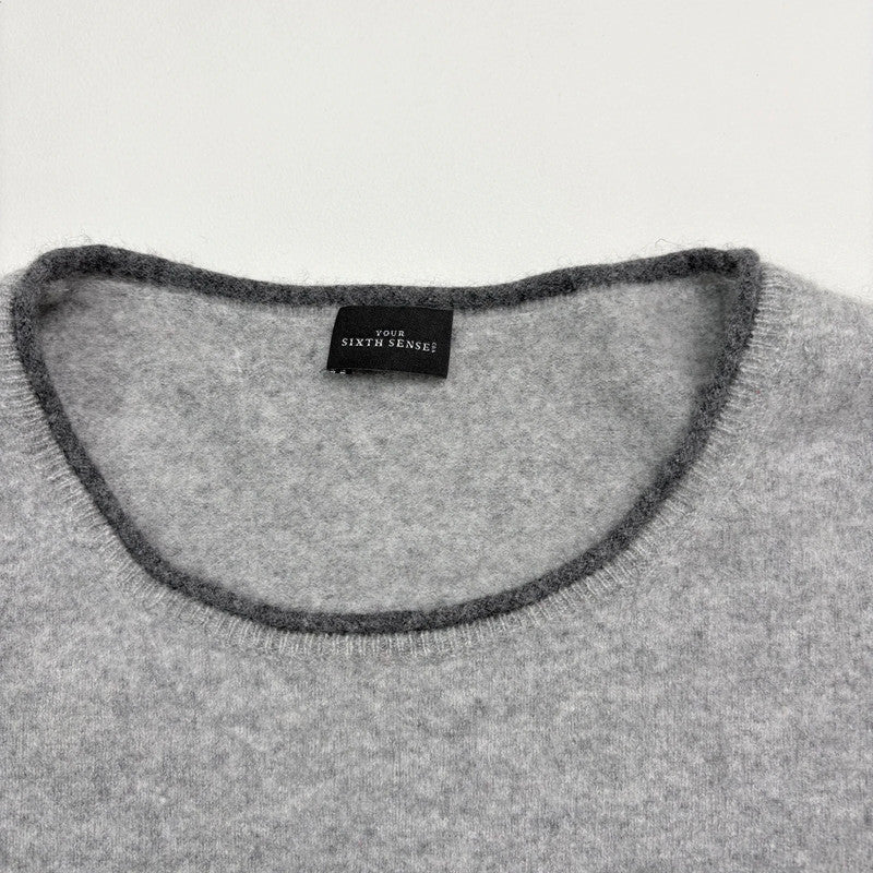 grey soft cashmere knitted short sleeve t-shirt