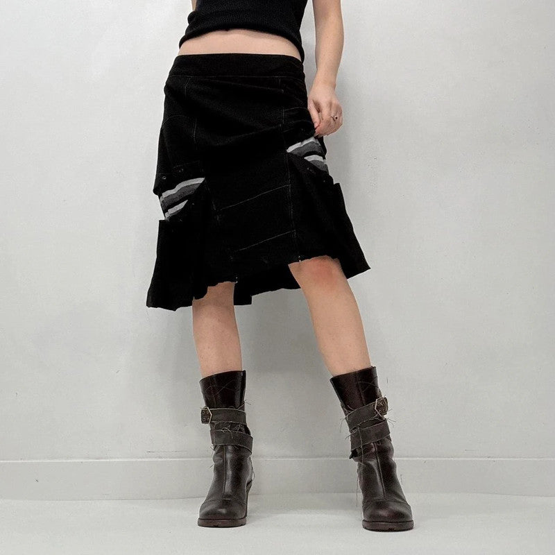 black puff midi skirt