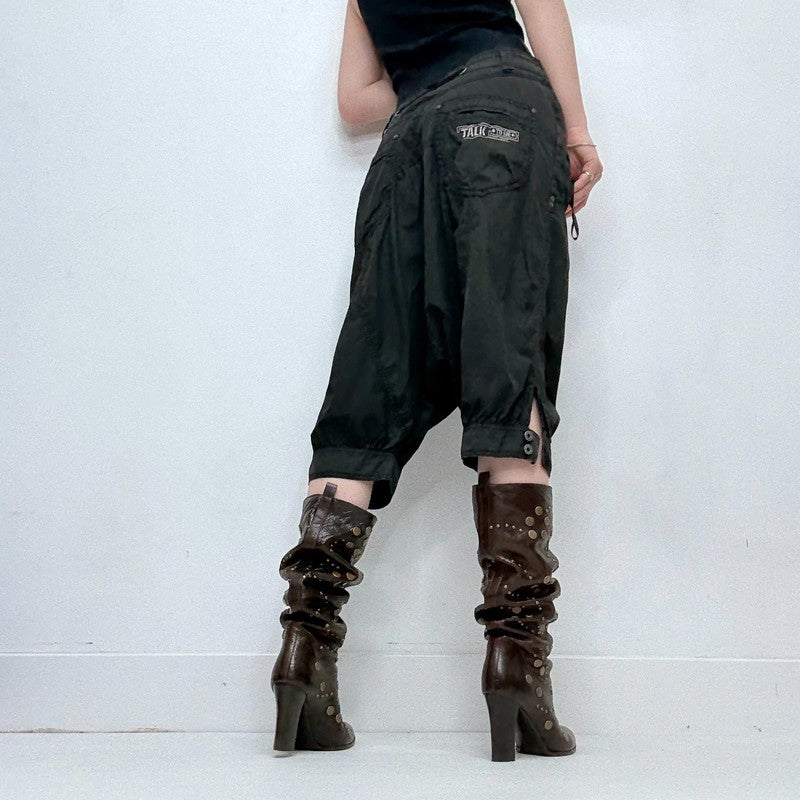 black cropped batwing capri pants