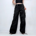 grunge flared black cargo utility trousers