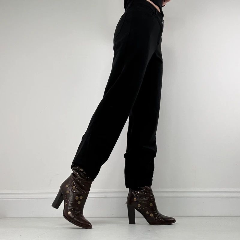 black Cop Copine pleated flared trousers