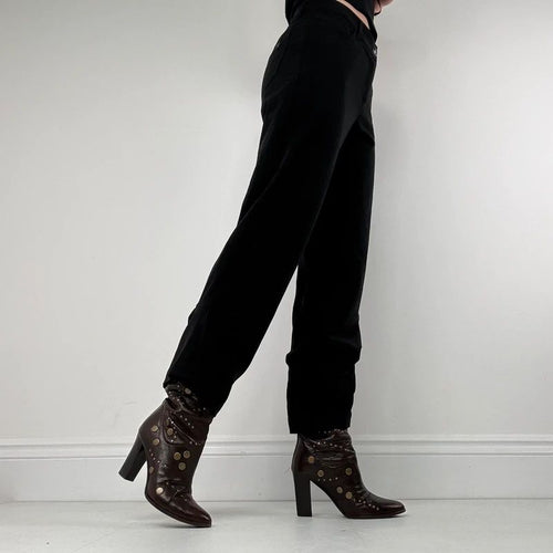 black Cop Copine pleated flared trousers