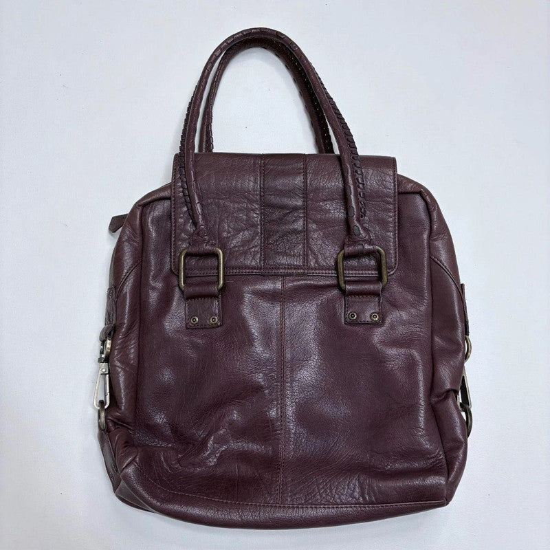 chunky oversized brown leather bag