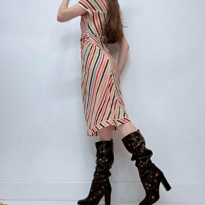 sheer pinstripe Missoni summer asymmetrical dress
