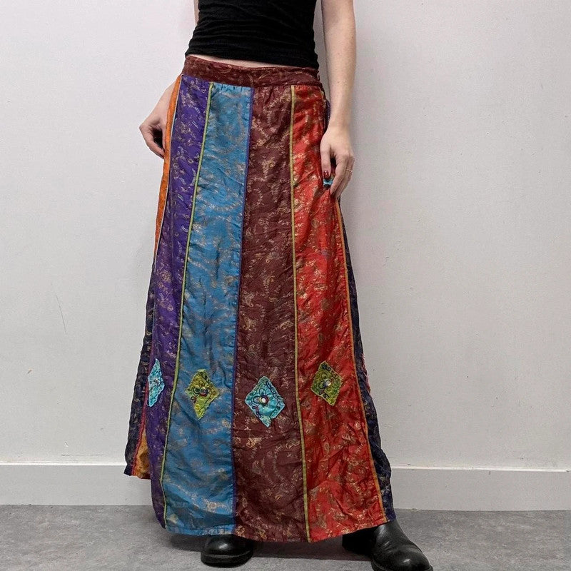 silk paisley hippie maxi skirt