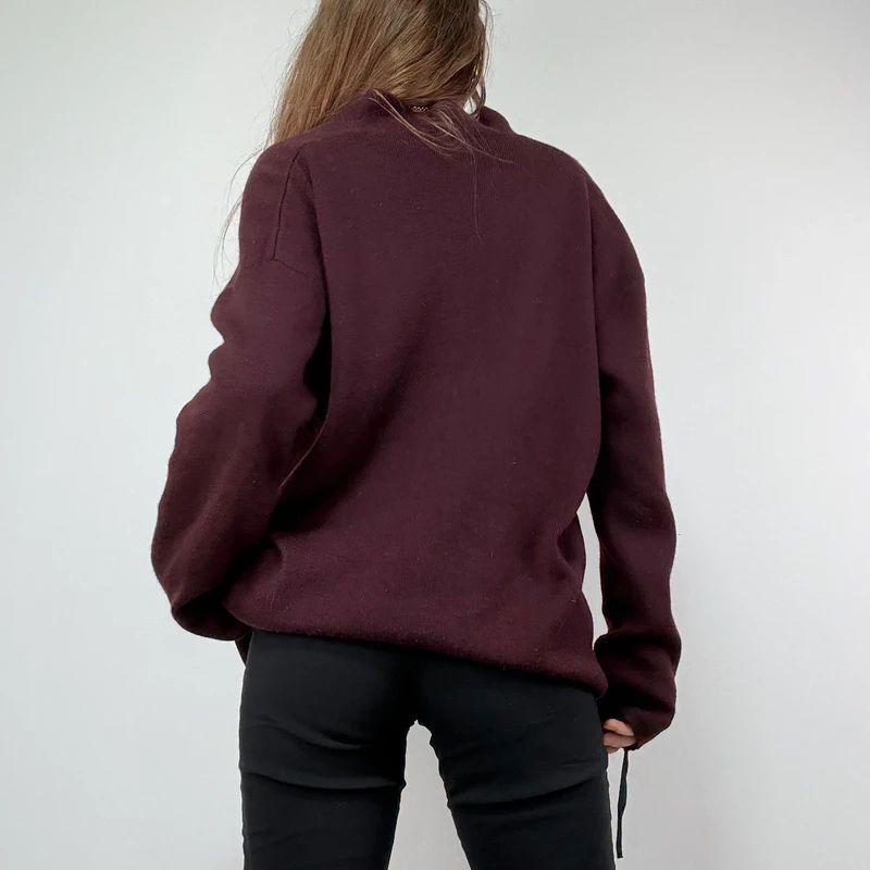 burgundy knitted slouchy wool jumper