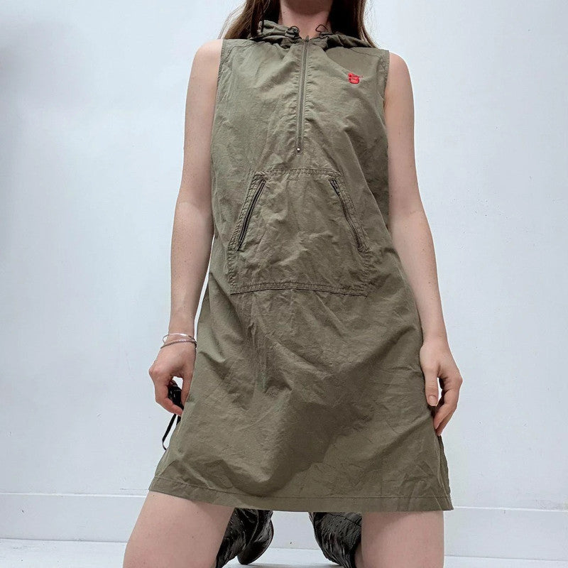 khaki cargo utility mini dress
