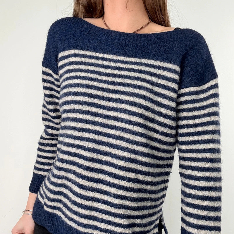 Soeur navy and white striped wool knit jumper