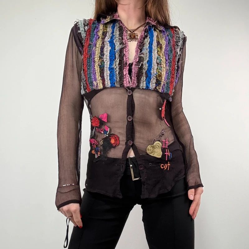 Desigual embroidered Sheer Shirt
