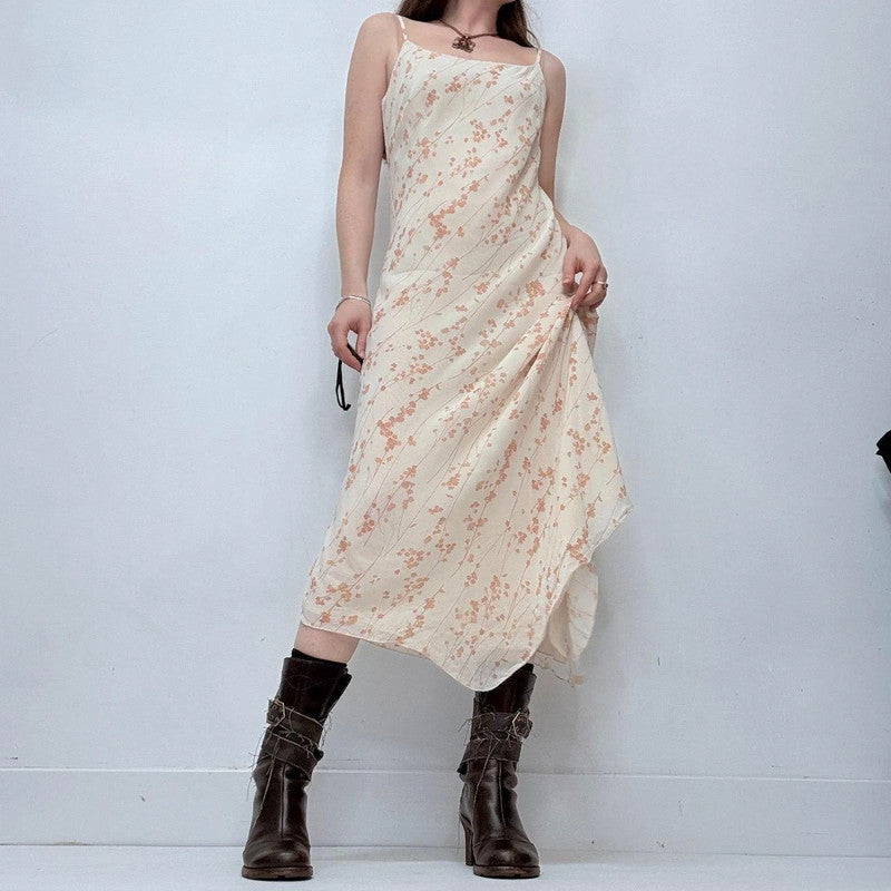 cream floral handkerchief bias cut maxi dress