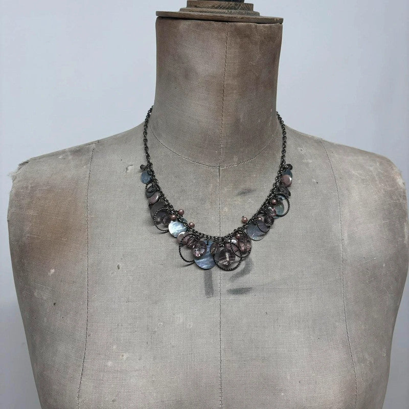 metal boho pearl necklace