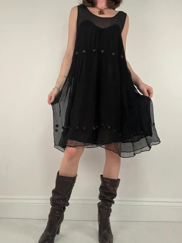 Grunge indie punky layered floaty black dress
