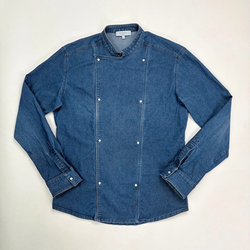 asymmetric denim chef shirt