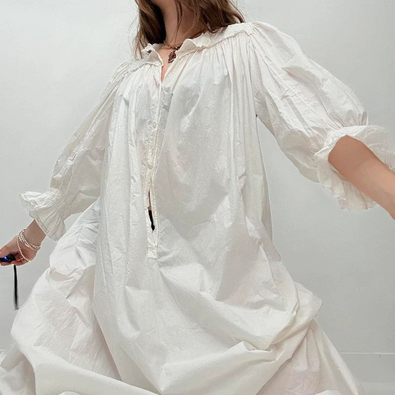 white lace embroidered nightie dress