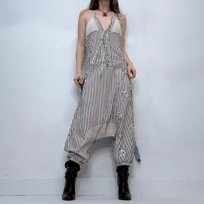 pinstripe batwing slouchy dungarees