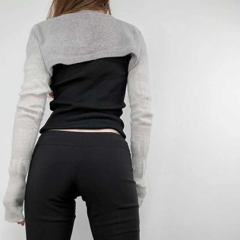 grey angora wool ballerina cropped bolero cardigan
