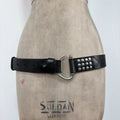 black leather studded silver metal belt